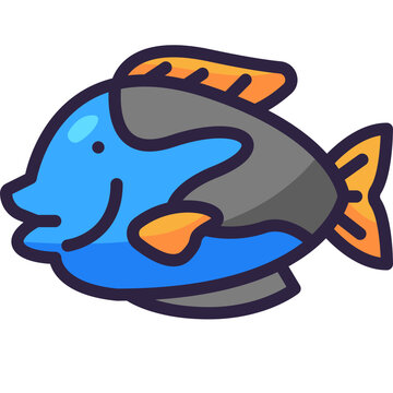 recommend clip art: blue tang fish line icon
