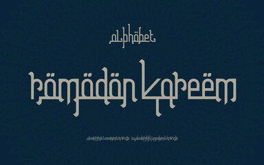Elegant and luxury font with decorative background for Ramadan Premium Vector
