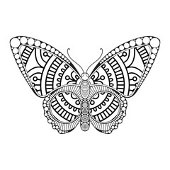 vector butterfly black and white element line art print design