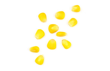 Corn grains isolated on white background	