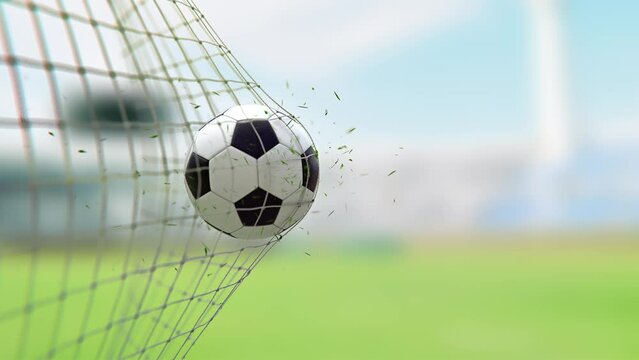 Soccer Football Ball  Hits net in slow motion Goal