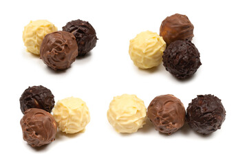 Chocolate truffle isolated on white background.