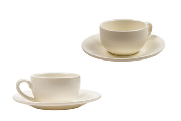 White cup isolated on white background.