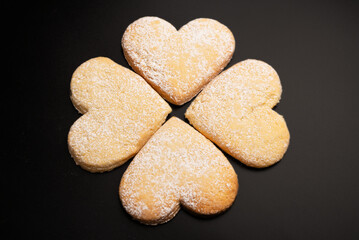 Shortbread in the shape of a heart isolated on white background.