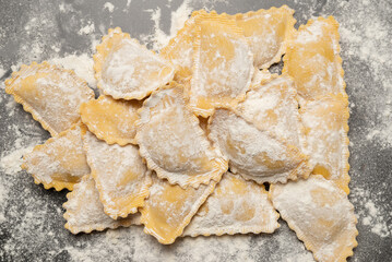 Raw ravioli as background. Healthy italian food.