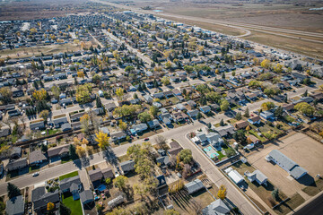Aerial view of Martensville in central Saskatchewan