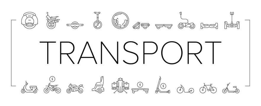 Personal Transport Collection Icons Set Vector .