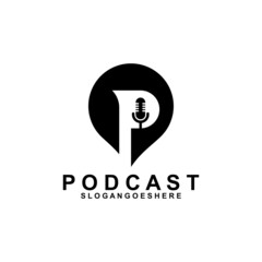 Podcast or Radio Logo design using Microphone, Emblem, Design Concept, Creative Symbol, Icon