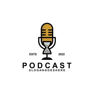 Podcast or Radio Logo design using Microphone, Emblem, Design Concept, Creative Symbol, Icon