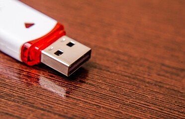 USB flash card with white color close-up
