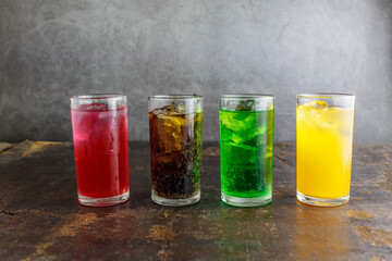 Fototapeta na wymiar Category soft drink in a glass with ice