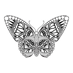 Obraz na płótnie Canvas vector butterfly black and white element line art print design