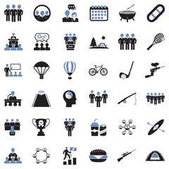 Team Building Icons. Two Tone Flat Design. Vector Illustration.