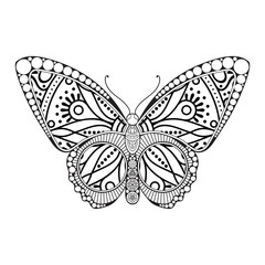 vector butterfly black and white element line art print design