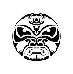 Tribal mask. Traditional totem symbol. Black tattoo in the style of the ancient tribes.