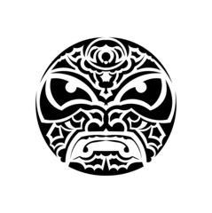 Tribal mask. Traditional totem symbol. Black tattoo in the style of the ancient tribes.