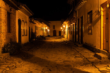 historic center at night in the city of Paraty in Rio de Janeiro