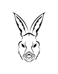 Fototapeta na wymiar Head of a hare in tattoo style. Isolated symbol of 2023. Handmade.
