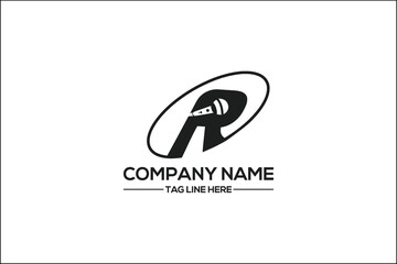 Initial letter r Podcast music logo