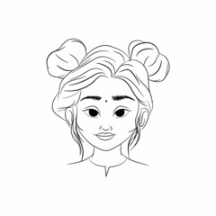 Beautiful female face line Arts