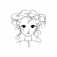 Beautiful female face line Arts
