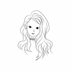 Beautiful female face line Arts