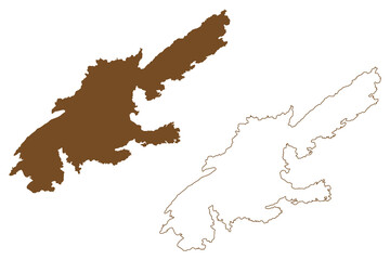 Uto island (Kingdom of Sweden, Stockholm archipelago) map vector illustration, scribble sketch Utö map