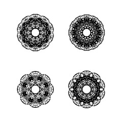 Set of 4 mandala ornaments isolated. Veil illustration.
