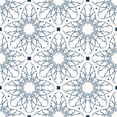 Seamless pattern with monograms. Background with white and blue color. Good for prints. Veil illustration.