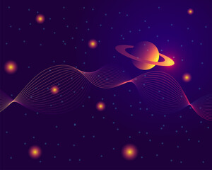 Space background with the planet saturn and stars. Vector. © Alesia