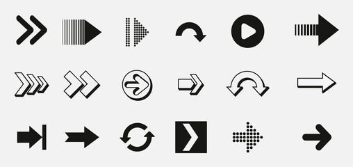 Arrows set. Arrow icon collection. Set different arrows or web design. Arrow flat style isolated on white background - stock vector.