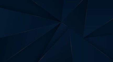 Obraz premium Dark blue polygon background in a trendy minimalist style. Luxury illustration low poly ornament on a flat vector surface. Geometric triangular textures with golden lines