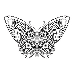 vector butterfly black and white element line art print design