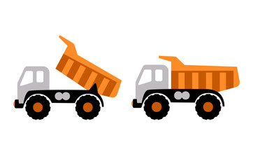 Construction Truck drawing. Kids Dump Truck truck icon. Vector illustration isolated.