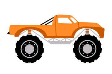 Monster Truck drawing. Kids Truck icon. Vector illustration isolated.