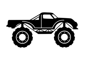 Fototapeta na wymiar Monster Truck drawing. Kids Truck icon silhouette. Vector illustration isolated.