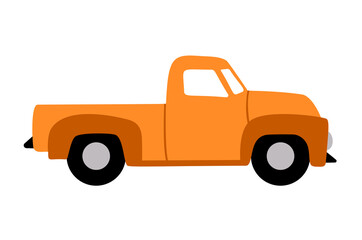 Pickup Truck drawing. Kids Farm Truck icon. Vector illustration isolated.