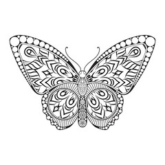 vector butterfly black and white element line art print design