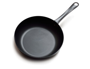 Carbon steels frying pan, frypan, or skillet. Isolated on white background