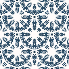 Fototapeta premium Luxurious seamless pattern with retro patterns. Background with white and blue color. Good for postcards. Vector.