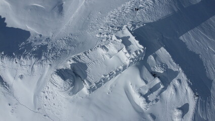 Observatory "White Elephant" on Mount Pop Ivan at winter. Carpathians. Ukraine