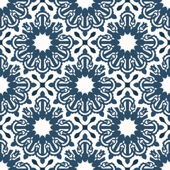 Luxurious seamless pattern with retro patterns. Background with white and blue color. Good for prints. Veil illustration.