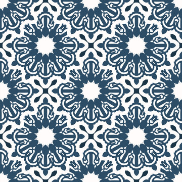 Luxurious seamless pattern with retro patterns. Background with white and blue color. Good for prints. Veil illustration.