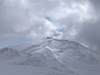 Observatory "White Elephant" on Mount Pop Ivan at winter. Carpathians. Ukraine