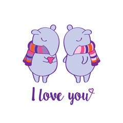 Greeting card with hand drawn cute tapirs for Mother's Day Valentines Day, birthday, March 8, wedding. Vector illustration.