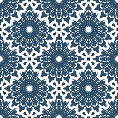 Endless background with retro patterns. Background with white and blue color. Good for postcards. Veil illustration.