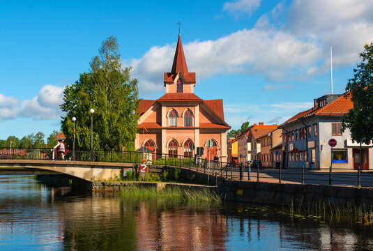 The center of Falun town with Kristine Church in Sweden