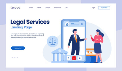 law firm and legal services concept, lawyer consultant, flat illustration vector banner landing page