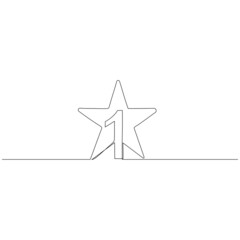 Number one and star. First place concept. Continuous one line drawing. Minimalistic vector illustration.