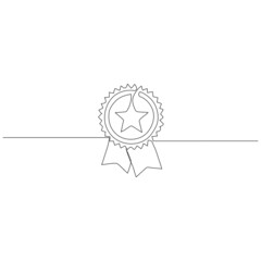 Award ribbon - first place concept. Continuous one line drawing. Minimalistic vector illustration.